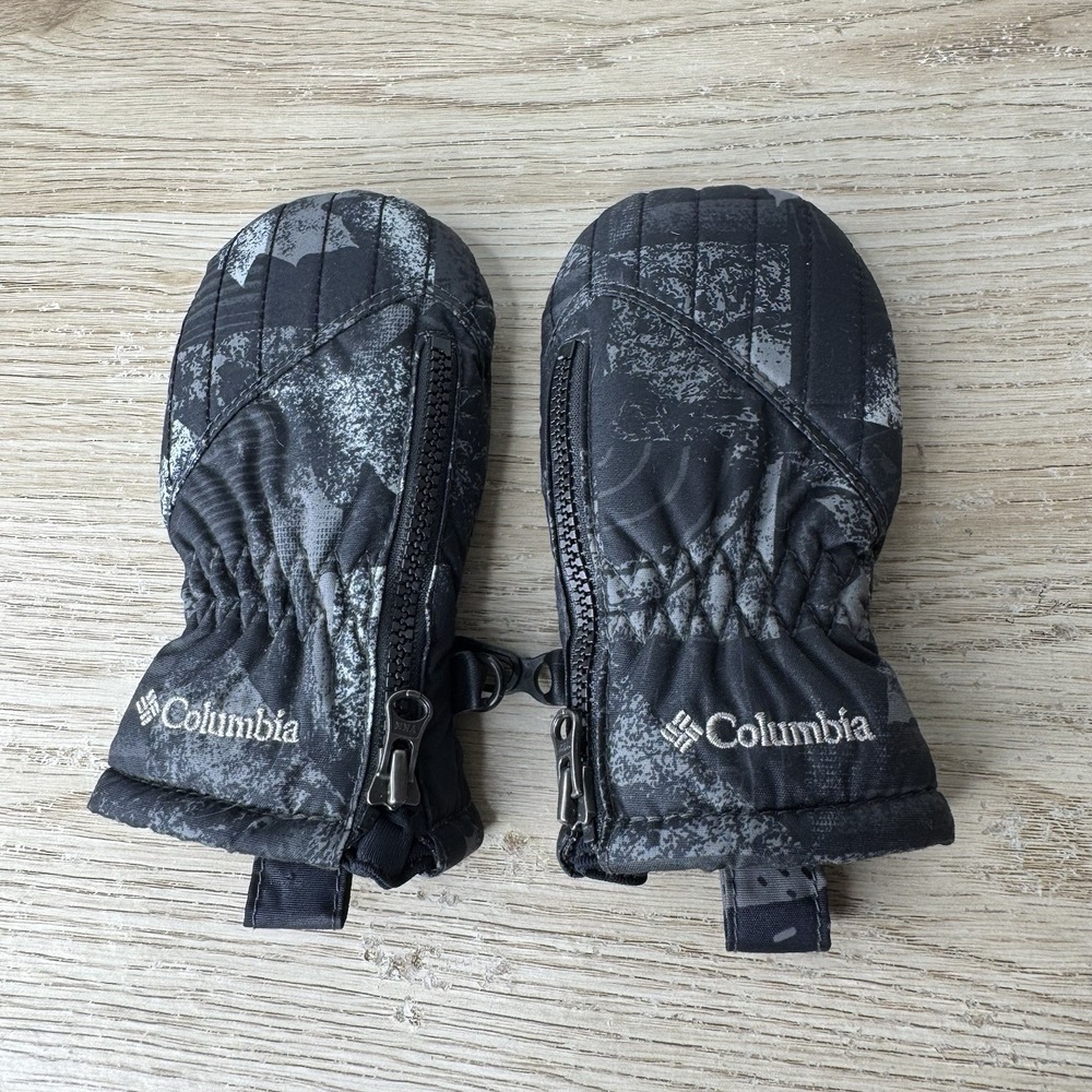 Columbia Baby Boy's Black & Gray‎ Winter Mitts Infant One Size Zipper No Thumbs